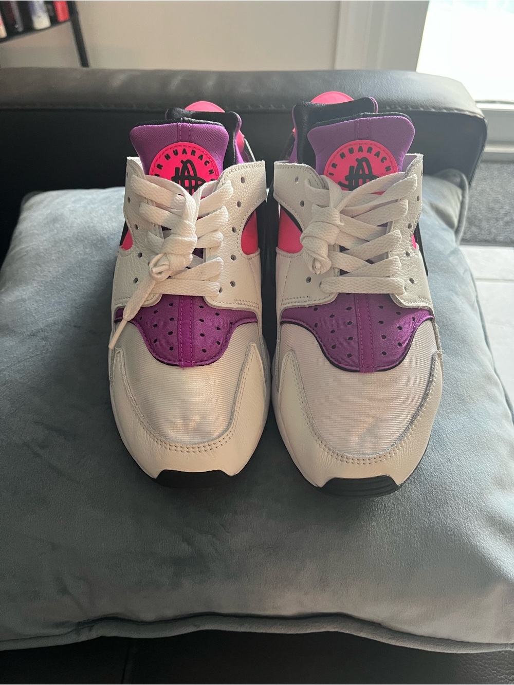 Nike White Sneakers with Purple & Pink Interior